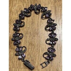 Sterling Silver 925 Bracelet Dragonflies Pink Glass Stones 1 Missing